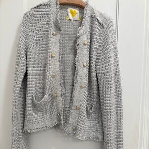 Kerri Rosen that Lady Jacket cardigan in light gray and white with